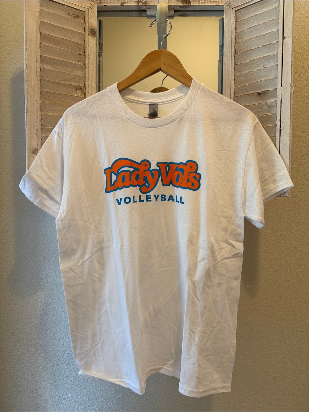 Lady Vols Volleyball Graphic Tee - White with Orange & Blue